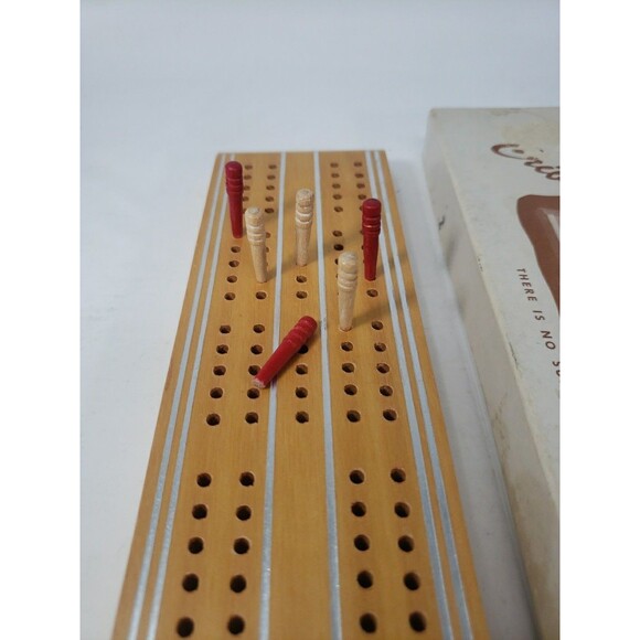Cribbage Board W. C. Horn Vintage 1940s Wooden 6 Pegs Rule Book Scoring Card - Picture 15 of 16